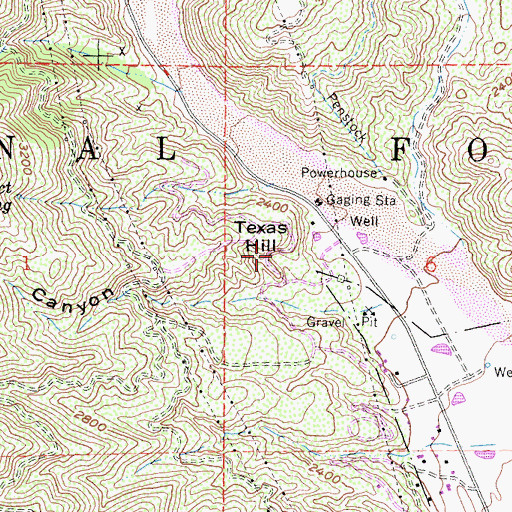Topographic Map of Texas Hill, CA