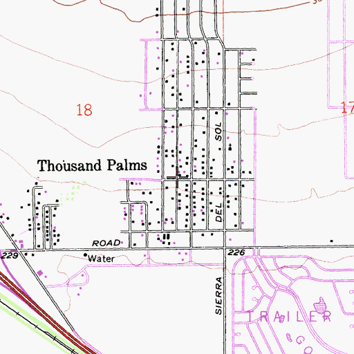 Topographic Map of Thousand Palms, CA