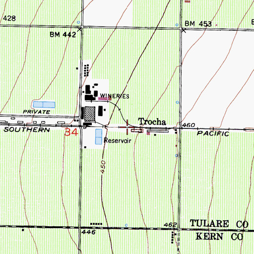 Topographic Map of Trocha, CA