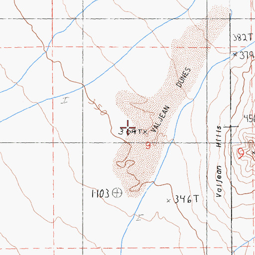Topographic Map of Valjean Dunes, CA