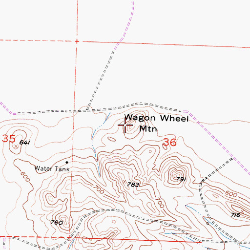 Topographic Map of Wagon Wheel Mountain, CA