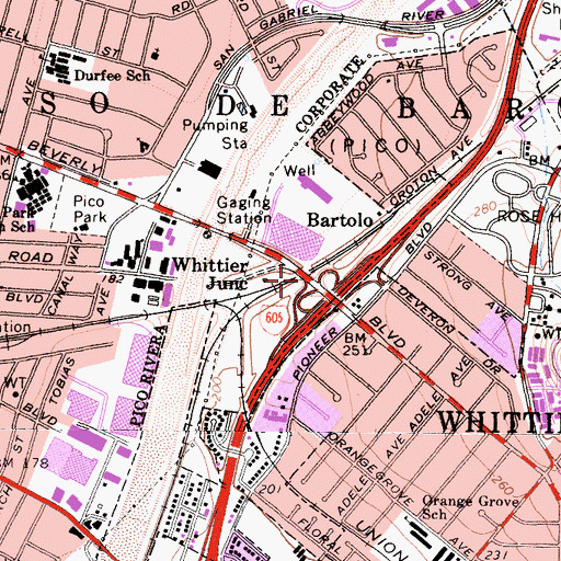 Topographic Map of Whittier Junction, CA
