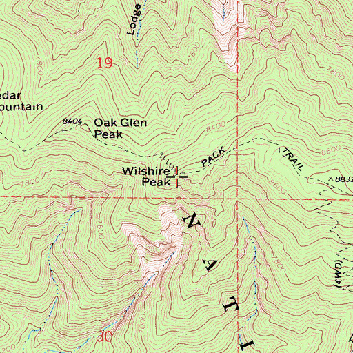 Topographic Map of Wilshire Peak, CA