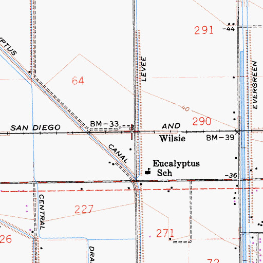 Topographic Map of Wilsie, CA