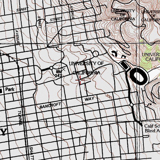 Topographic Map of Anthony Hall, CA