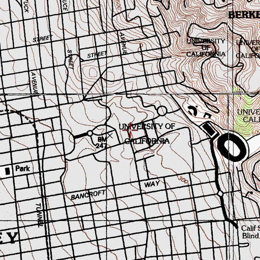 Topographic Map of Bancroft Library, CA