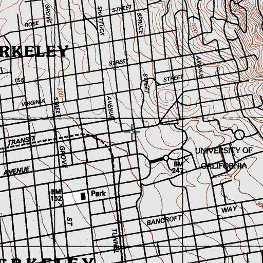 Topographic Map of Barker Hall, CA