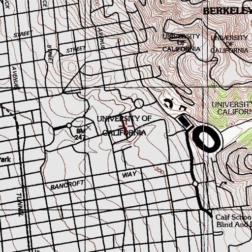 Topographic Map of Birge Hall, CA