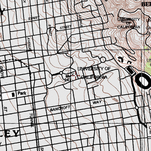 Topographic Map of Calfornia Hall, CA