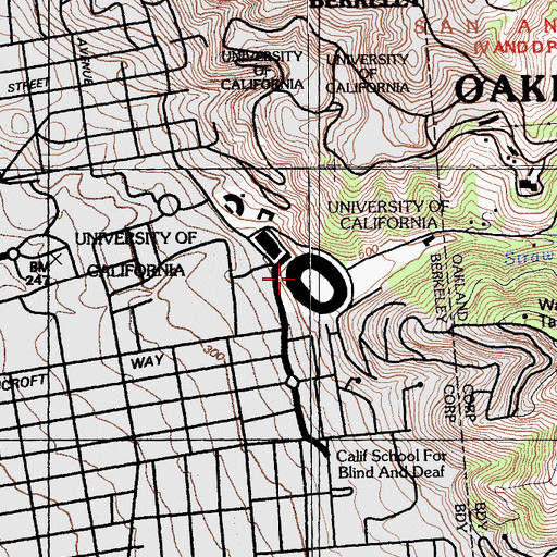 Topographic Map of Calfornia Memorial Stadium, CA