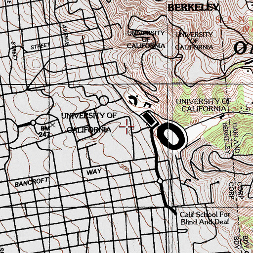 Topographic Map of Cowell Memorial Hospital, CA