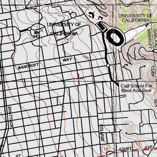 Topographic Map of Cunningham Hall, CA