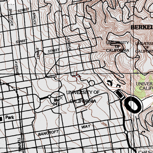 Topographic Map of Davis Hall, CA