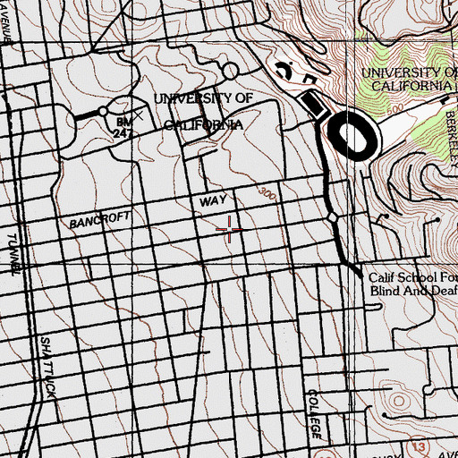 Topographic Map of Deutsch Hall, CA