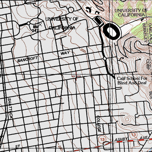 Topographic Map of Ehrman Hall, CA