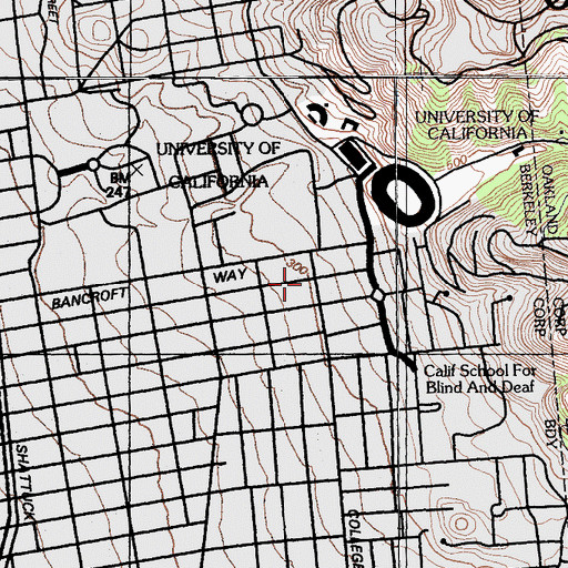 Topographic Map of Freeborn Hall, CA