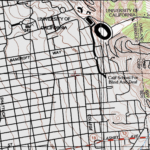 Topographic Map of Griffiths Hall, CA