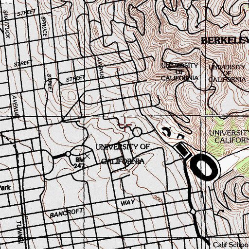Topographic Map of Hearst Memorial Mining Building, CA