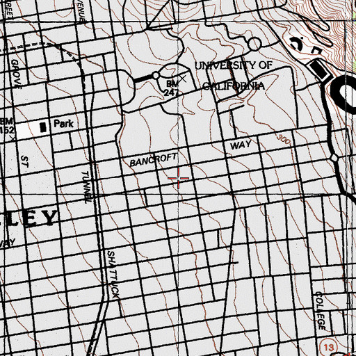 Topographic Map of Ida Sproul Hall, CA