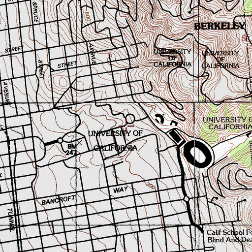 Topographic Map of Latimer Hall, CA