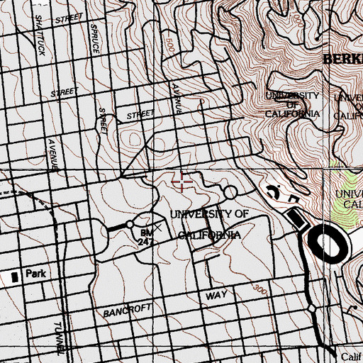 Topographic Map of O'Brien Hall, CA