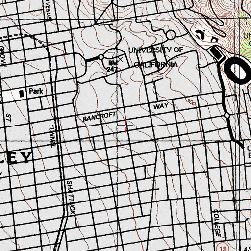 Topographic Map of Priestley Hall, CA