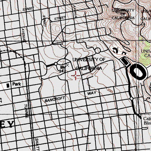 Topographic Map of Sather Gate, CA