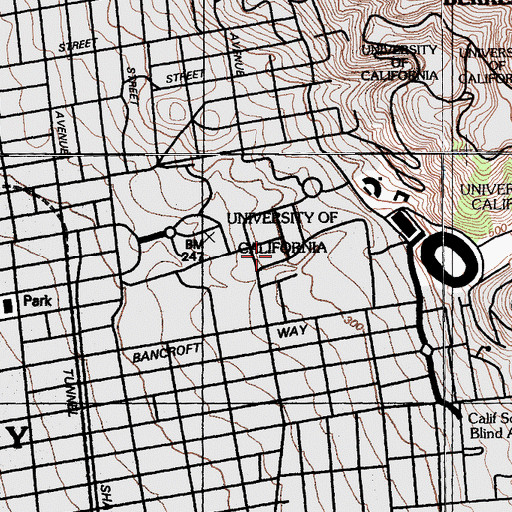 Topographic Map of South Hall, CA