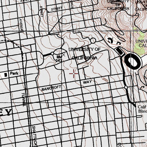 Topographic Map of Sproul Plaza, CA