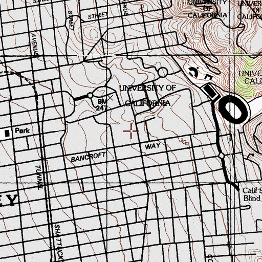 Topographic Map of Sproul Hall, CA
