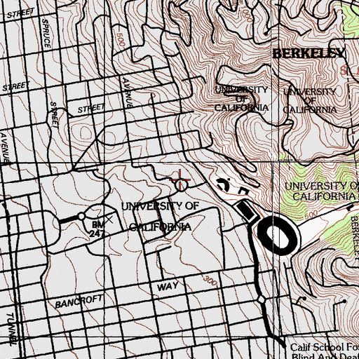 Topographic Map of Stanley Hall, CA