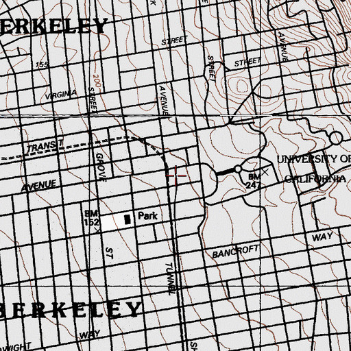 Topographic Map of University Hall, CA