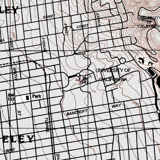 Topographic Map of Valley Life Sciences Building, CA