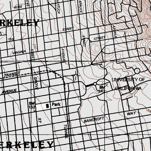 Topographic Map of Warren Hall, CA