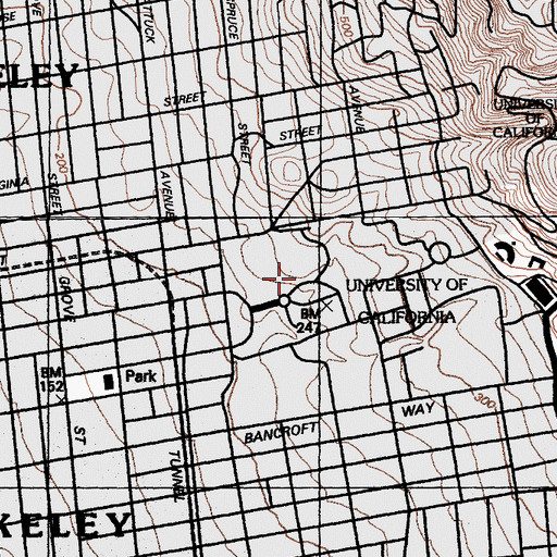 Topographic Map of Wellman Hall, CA