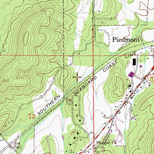 Topographic Map of Piedmont Division, AL