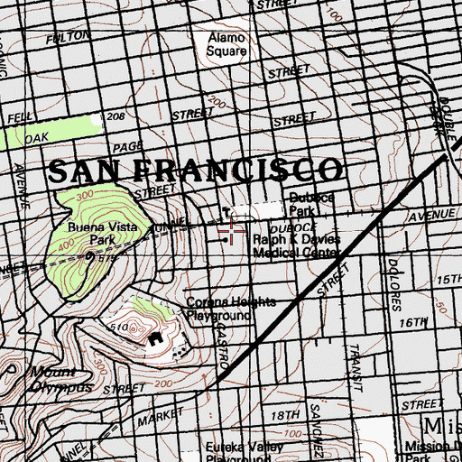 Topographic Map of First Christian Church, CA