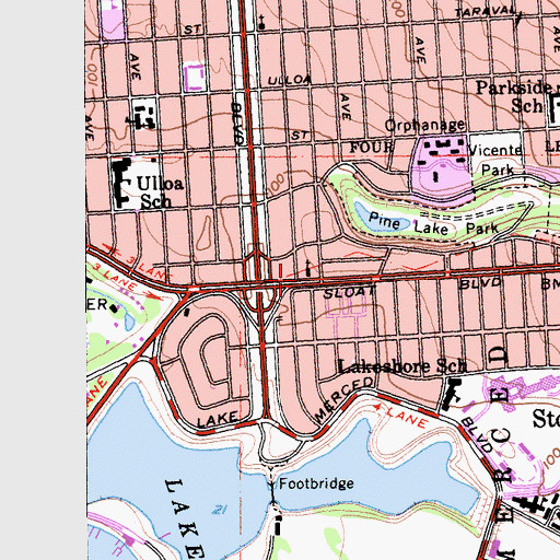 Topographic Map of First United Presbyterian Church, CA