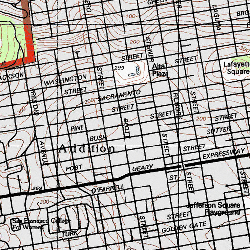 Topographic Map of Golden Gate Community Church of the Nazarene, CA