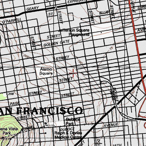 Topographic Map of Greater Jerusalem Baptist Church, CA