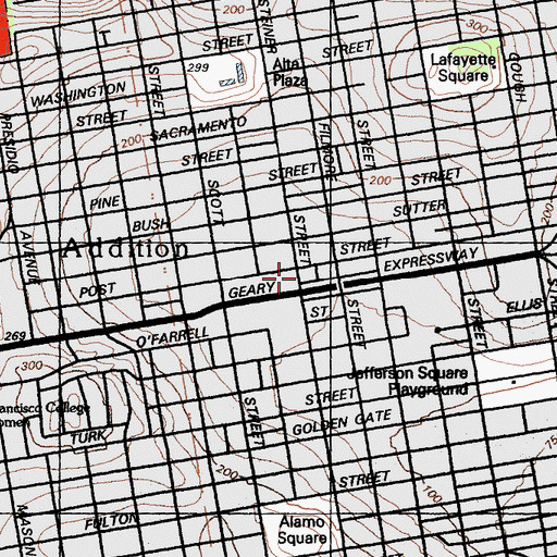 Topographic Map of Jones Methodist Church, CA
