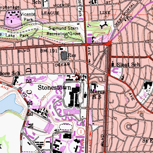 Topographic Map of Lakeside Presbyterian Church, CA
