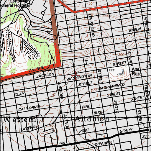 Topographic Map of Mount Vernon Missionary Baptist Church, CA