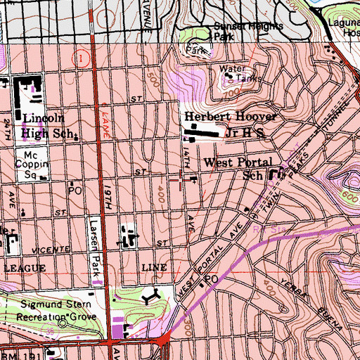 Topographic Map of Portalhurst Presbyterian Church, CA
