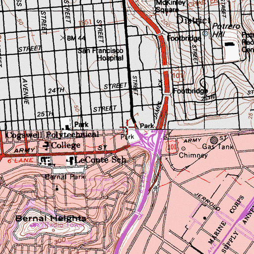 Topographic Map of Potrero Del Sol Park, CA