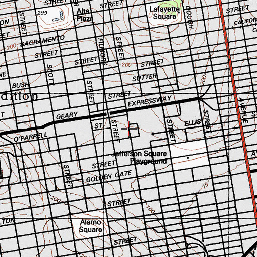 Topographic Map of Rosa Parks Elementary School, CA