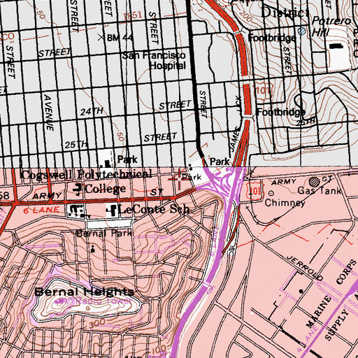 Topographic Map of Rolph Playground, CA