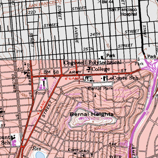 Topographic Map of Saint Anthonys Roman Catholic Church, CA
