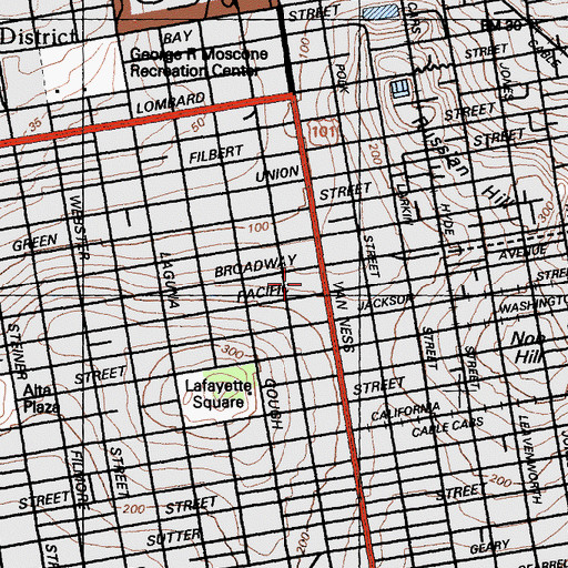 Topographic Map of Saint Brigids Roman Catholic Church (historical), CA