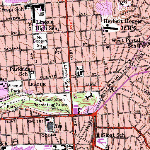 Topographic Map of Saint Cecilia Roman Catholic Church, CA